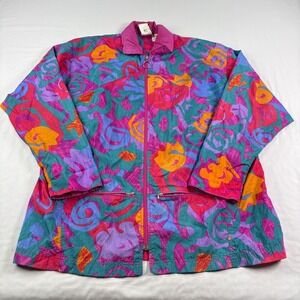 Vintage 90s Nike Jacket Women Large Windbreaker Abstract AOP Multicolor Full Zip